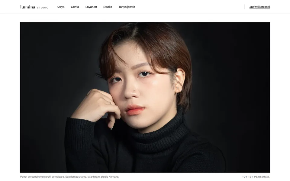 Tampilan halaman utama Lumina Studio